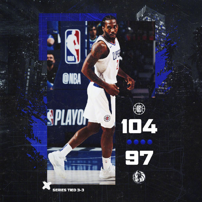 快船104-97力克独行侠 小卡45分&季后赛新高 东契奇27+11+4断
