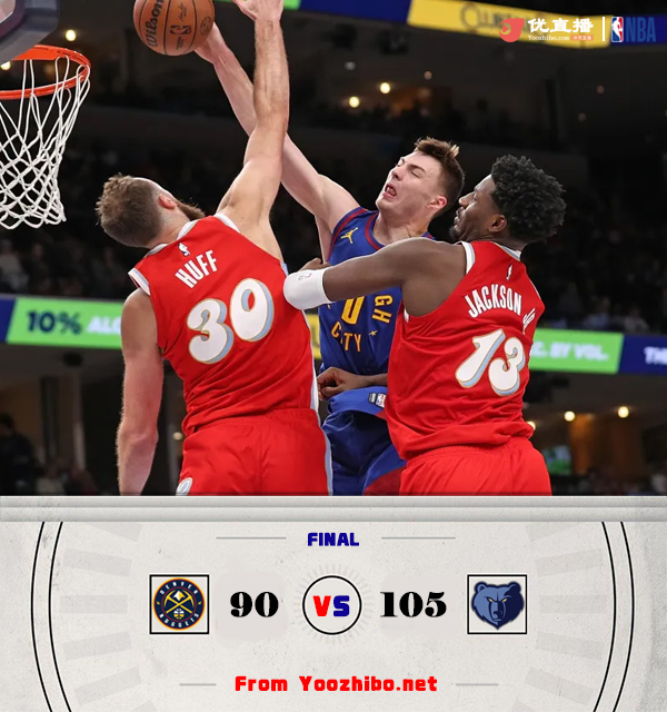 灰熊105-90轻取掘金 贾伦20+6 <a href=/star/basketball/124.html target=_blank class=infotextkey>穆雷</a>13+6+7&6失误 莫兰特&约基奇缺战