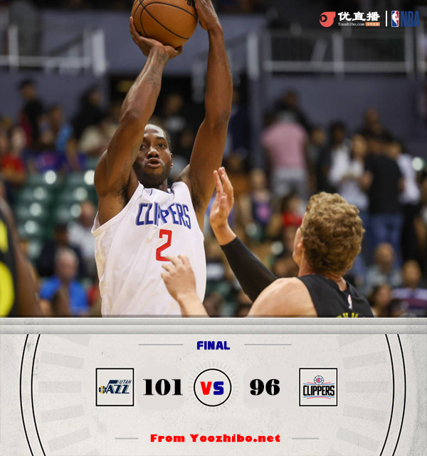 <a href=/basketball/jazz/ target=_blank class=infotextkey>爵士</a>101-96击败<a href=/basketball/clippers/ target=_blank class=infotextkey>快船</a> 塔克13+6 小卡乔治半场合砍19分