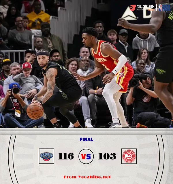 鹈鹕116-103轻取老鹰 墨菲28+7 锡安27+6+7 <a href=/star/basketball/124.html target=_blank class=infotextkey>穆雷</a>23+11