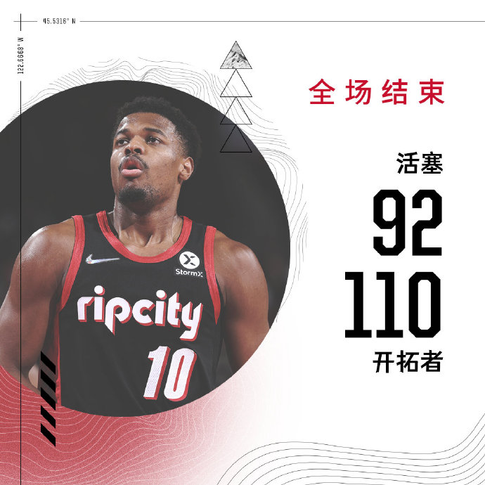 开拓者110-92战胜活塞 麦科勒姆28+6 麦克勒莫17分 康宁汉姆26+7