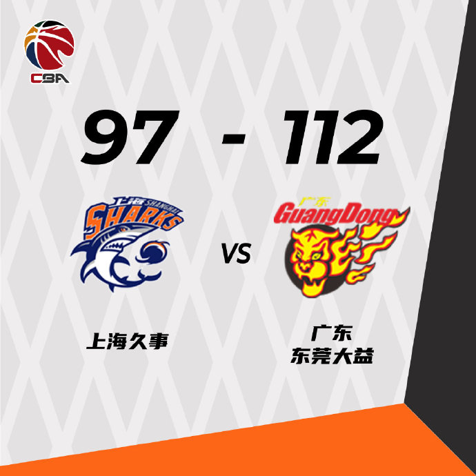 广东97-112击败上海 周鹏31+12 郭昊文28+5